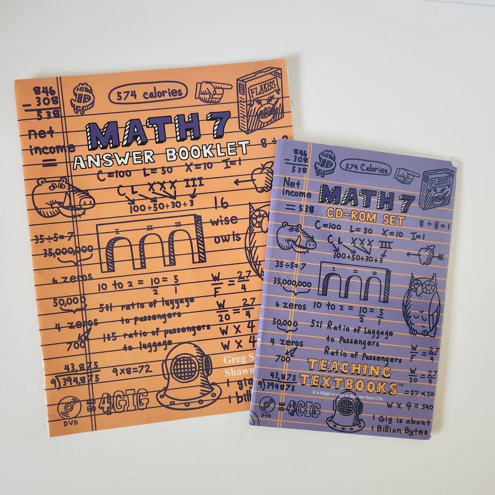 TEACHING TEXTBOOKS Math 7 Answer Booklet + CDs Self-Grading Homeschool Digital